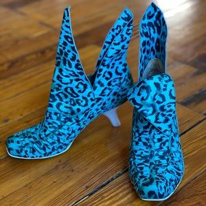 Irregular choice leopard high heel booties punk